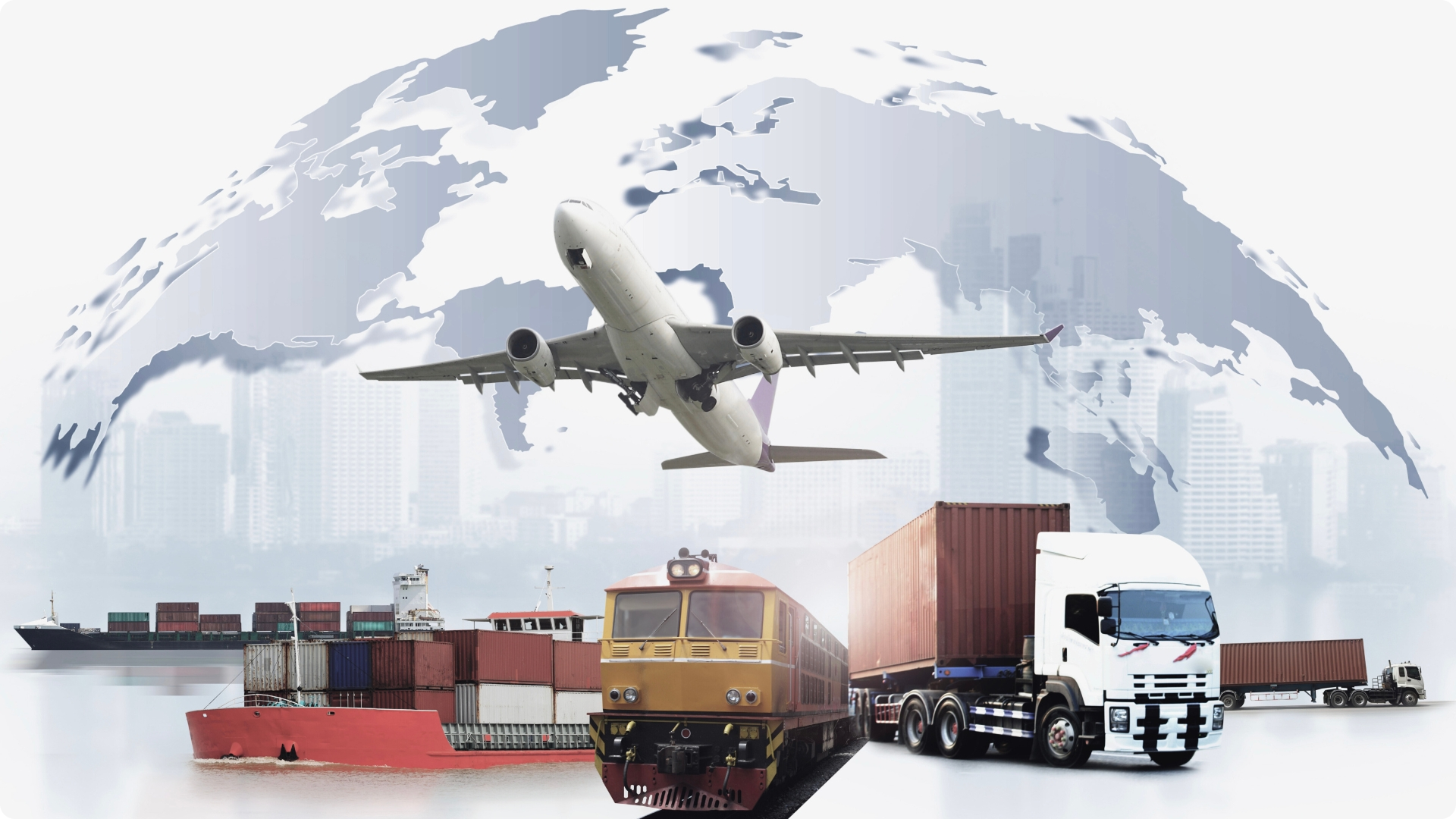 Logistics emissions dashboard with truck illustrations